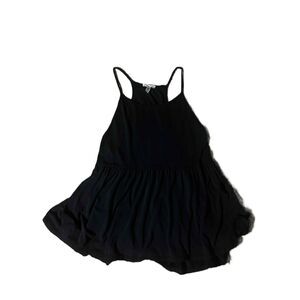 Silence + Noise Black Spaghetti Straps Ruffled Hem Summer Tank Top Womens Size M